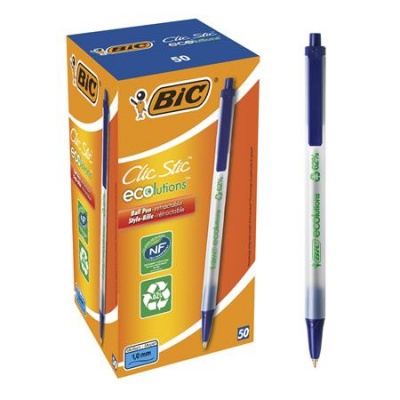 Golyóstoll, 0,32 mm, nyomógombos, BIC "Clic Stic ecolutions", kék