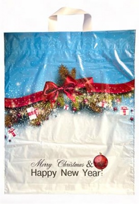 Szalagfüles táska, 40x42 cm, "Merry Christmas"