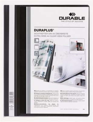 Gyorsfűző, A4, széles, panorámás, DURABLE "DURAPLUS®", fekete