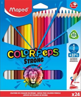 Színes ceruza készlet, háromszögletű, MAPED "Color`Peps Strong", 24 különböző szín