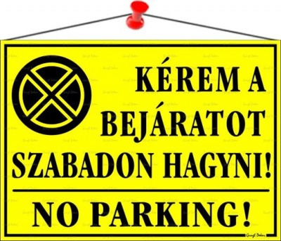 Információs tábla, 35x25 cm, "Kérem a bejáratot szabadon hagyni!", sárga