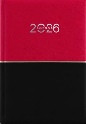 Naptár, tervező, A5, napi, DAYLINER "Contrast", piros-fekete