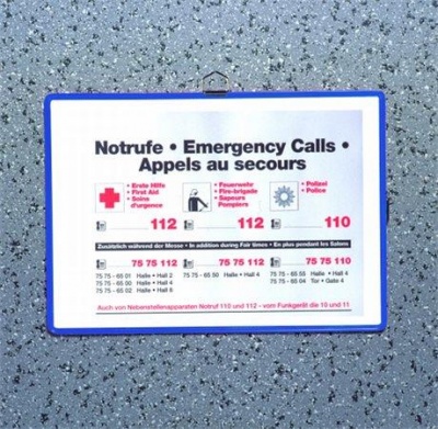 Bemutatótábla, függő, A4,  fekvő, fém fülecskével, DJOIS, kék