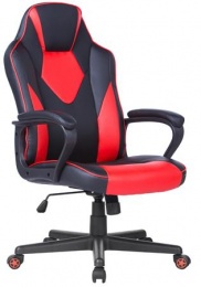 Irodai forgószék, mesh-textilbőr borítás, fekete lábkereszt, párnázott karfa, "Newdale", fekete-piros