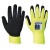 Védőkesztyű, nylon, latexhab, tenyerén mártott, M méret "Hi-Vis Grip", sárga